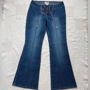 Y2K Jordache Low Rise Lace-Up Flare Jeans